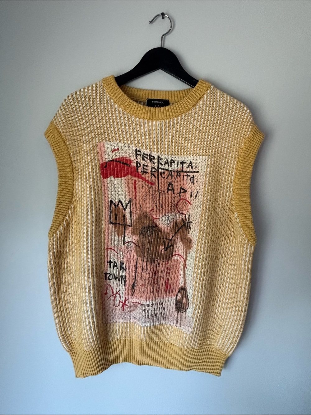 Bershka Basquiat Knit Graphic Sweater Vest